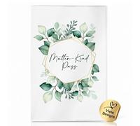 Only for Austria - Mother-Child Pass Cover for the Austrian Maternity Log | Made in Germany | High-Quality Cover on Request (Green Leaves, Mother-Child Passport Austria)