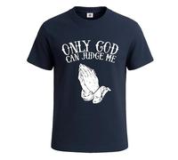 Only God Can Judge Me Party Sarcasm Men's T Shirt Funny Novelty Gift Top(Navy Blue, L)