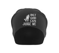 Only God Can Judge Me Rosary Prayer Art Unisex Thin Cotton Slouch Beanie Black
