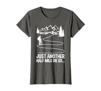Only Half a Mile or So Hiking, Climbing, Funny Hiker T-Shirt, Women, Asphalt Grey, Large