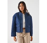 Only Hallie Quilted Denim Jacket, Blue, Size Xs, Women Blue