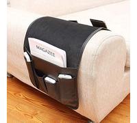 ONLY-HOT Anti-Slip Leather Sofa Armrest Organizer Couch Remote Holder Armchair Recliner Bedside Caddy with 6 Pockets for Magazines, Books, TV Remote Control, Phone, Glasses