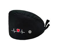 ONLY-HOT Solid Colors Bouffant Cap Working Hat Scrub Cap Cotton Beanies with Mask Haning Buttons & Build-in Adjustable Cord