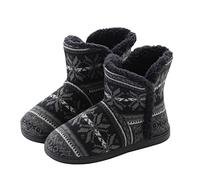 ONLY-HOT Women's Men's Warm Winter Bootie Slipper Plush Furry Cozy Lined House Shoes Knit Memory Foam Slippers Indoor Outdoor Thickness Cold Weather Foot Warmer with Anti-Skid Rubber Sole