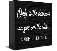 Only In The Darkness Can You See The Stars Home Office Decor Wooden Box Sign, Decorative Positive Office Desk Accessories Wood Plaque Wood Table Sign For Tv Cabinet Shelf 5 X 5 Inch