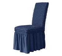(Only includes the seat cushion no other items) Elastic Stretch Chair Covers with ative Skirt Removable & Washable Set of 4 Navy Blue Perfect for Dining Room Events and Home Decor.