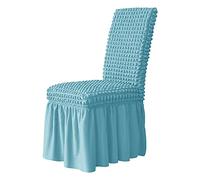 (Only includes the seat cushion no other items) Elasticized Chair Covers with ative Skirt Removable & Washable Set of 6 Blue - Perfect for Dining & Home Furniture Protection