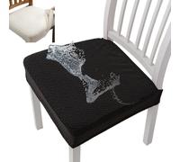 (Only includes the seat cushion no other items) Elegant Black Stretch Chair Covers - Highly Elastic Removable and Washable Protector for Dining Room and Kitchen Furniture.