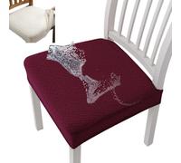 (Only includes the seat cushion no other items) Elegant Elastic Chair Covers Removable & Washable Highly Protection for Dining Room & Kitchen Chairs (Claret Red)
