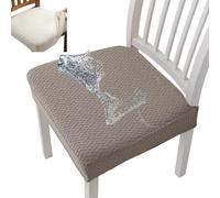 (Only includes the seat cushion no other items) Elegant Slipcovers for Dining & Kitchen Chairs - Highly Elastic Removable and Washable Chair Protectors - Taupe Color - Perfect for Home Décor
