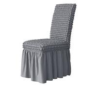 (Only includes the seat cushion no other items) Elegant Stretch Chair Cover with Removable Washable Decorative Skirt 2-Pack Grey - Perfect for Furniture Protection & Home Décor Enhancement.