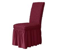 (Only includes the seat cushion no other items) Elegant Stretch Chair Covers with Removable Washable Design 4-Piece Set in Wine Red Perfect for Dining Room Party and Event Decor.