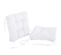 (Only includes the seat cushion no other items) Outdoor Chair Cushion Set - 2 Waterproof Cushions 40x40/45x45 cm with Straps for Garden Dining or Office - Comfortable White Seat Pads