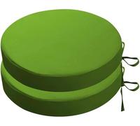(Only includes the seat cushion no other items) Outdoor Round Cushions Set of 2 Waterproof Patio Chair Cushions with Ties Non-Fading Ideal for Garden Furniture Green 35x5cm