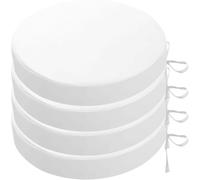 (Only includes the seat cushion no other items) Outdoor Round Cushions Set of 4 - Waterproof Non-Fading Seat Cushions with Ties for Patio Furniture - White 45x5cm Ideal for Garden and Deck Use