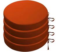 (Only includes the seat cushion no other items) Outdoor Waterproof Cushions Set of 4 Round Non-Fading Chair Cushions with Ties for Patio Furniture Orange 45x5cm - Ideal for Garden & Balcony Decor