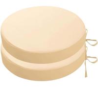 (Only includes the seat cushion no other items) Set of 2 Waterproof Round Outdoor Chair Cushions - Non-Fading with Ties for Patio Furniture (Flesh Color 40x5cm 2pcs)