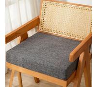 (Only includes the seat cushion no other items) Set of 6 8cm Thick Linen Chair Cushions with Removable Washable Covers Square 45x45cm Indoor Outdoor Dining Seat Cushions for Garden Patio Living Room