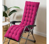 (Only includes the seat cushion no other items) Thick Outdoor Lounge Chair Cushion Soft Breathable Fabric Long Recliner Pillow for Garden & Indoor Use Red Pink 120 x 40 cm - Comfortable &