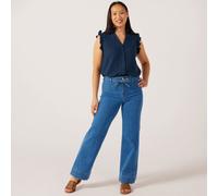 Only Juicy High Waisted Belt Detail Wide Leg Jeans MED BLUE DENIM EXTRA SMALL