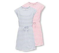 Only Kids Girls 2 Pack Stripe Short Sleeve Jersey Dresses, Romance Rose, Size 5-6 Years Romance Rose