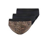 Only Kids Girls 3 Pack Leopard Print Briefs, Black, Size Age: 5-6 Years Black