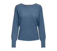 ONLY Women's Onladaline L/S Short Pullover KNT Noos Knitted Jumper with Boat Neck, Coronet Blue W. Melange, XS
