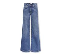 ONLY KOGCALIFORNIA Girl's Wide Leg Jeans Medium Waist Flared Jeans, Dark Medium Blue Denim, 9 Years