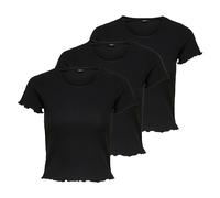 ONLY Ladies T-Shirt 3-Pack ONLEMMA Short Top Round Neck Cropped Ribbed