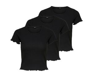 ONLY Ladies T-Shirt 3-Pack ONLEMMA Short Top Round Neck Cropped Ribbed