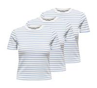 ONLY Ladies T-Shirt 3-Pack ONLLUPE STRIPE TEE Short Sleeve Crew Neck Slim Fit