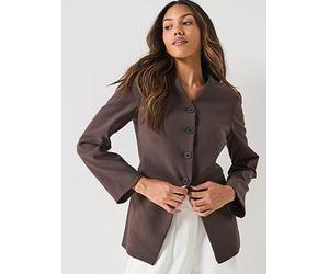 Only Lamina Long Sleeve Button Front Blazer, Brown, Size 34, Women Brown