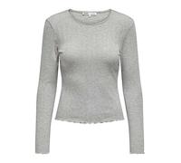 Only Long Sleeve Round Neck Cotton Top Light Grey Marl