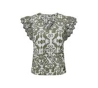 Only Lou Emb V-Neck Short Sleeve Top Olive