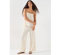 Only Mika Wide Leg Stripe Pant- Beige, Beige, Size M, Women Beige