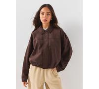 Only Moon-stina Faux Suede Bomber Jacket, Chocolate Torte, Size Xs, Women Chocolate Torte