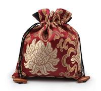 Only My Live Home 10pcs Large Luxury Flower Silk Brocade Jewelry Pouch Chinese style Gift Bags with Drawstrings Jewellery Perfume Makeup Packaging (burgundy)