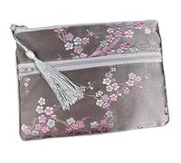 Only My Live Home 2pcs Large Silk Brocade Double Zipper Pouch Jewelry Storage Bags for Travel Cosmetic Makeup Packaging Cell Phone Purse (gray (pattern random))