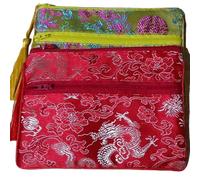 Only My Live Home 2pcs Tassel Travel Two Zipper Purse Jewelry Makeup Pouch Bags Chinese Silk Brocade Storage Bags Jewellery Cosmetic Cell Phone (gold and red (2 pcs Pattern Random))