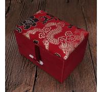 Only My Live Home 3.54x2.36x1.97 inch Small Luxury Chinese Silk Brocade Box For Jewelry Packaging Rectangle Cotton Filled Pendant Gift Boxes Signet Storage Case (burgundy dragon)