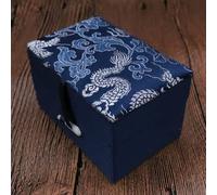 Only My Live Home 4.72x2.76x2.36 inch Chinese Silk Brocade Jewelry Box Cotton Filled Vintage Gift Packaging Boxes Crafts Buddha bead bracelet Jewellery Storage Case (blue dragon)