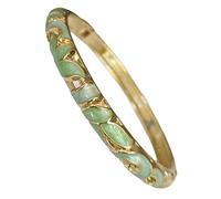 Only My Live Home Boho Cloisonné Clover Cuff for Women - Vintage Enamel Bangle for Small Wrists, Slim Filigree Lucky Charm, Handmade Chinese Festival Jewelry, inner Diameter 2.25 inch wide 0.24 inch