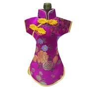 Only My Live Home Champagne Wine Bottle Cover Table Decoration Chinese Silk Brocade Fabric Red Wine Bottle Bags (fit 750ml bottle (High 11.4 W 7.9 inch, fuchsia pattern random (5 pcs))