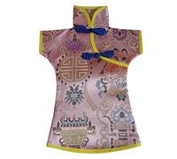 Only My Live Home Champagne Wine Bottle Cover Table Decoration Chinese Silk Brocade Fabric Red Wine Bottle Bags (fit 750ml bottle (High 11.4 W 7.9 inch, pink pattern random (5 pcs))