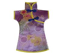 Only My Live Home Champagne Wine Bottle Cover Table Decoration Chinese Silk Brocade Fabric Red Wine Bottle Bags (fit 750ml bottle (High 11.4 W 7.9 inch, purple pattern random (5 pcs))