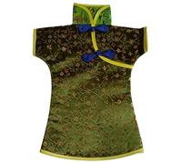 Only My Live Home Champagne Wine Bottle Cover Table Decoration Chinese Silk Brocade Fabric Red Wine Bottle Bags (fit 750ml bottle (High 11.4 W 7.9 inch, green pattern random (5 pcs))