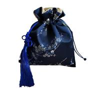 Only My Live Home Chinese knot Tassel Silk Brocade Jewelry Drawstring Bags Suede lining Jewellery Storage Pouches Bracelet Necklace Packaging Bags (blue flower (2 Pcs), 4.72 x 6.3 inch about)