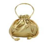 Only My Live Home Chinese Silk Brocade Bag Women Drawstring Cosmetic Storage Bag Makeup Pouch Lavender Spice Floral Satin Gift Packaging Bag Handle (9.45 x7.87 inches, yellow)
