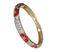 Only My Live Home Color Enamel Lotus Flower Small Bangles for Women, Handmade Cloisonne Openwork Hinged Bracelets for Small Wrists, Ethnic Jewelry Gifts, Inner Diameter 2.28 inch wide 0.31 inch about