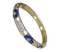 Only My Live Home Color Enamel Lotus Flower Small Bangles for Women, Handmade Cloisonne Openwork Hinged Bracelets for Small Wrists, Ethnic Jewelry Gifts, Inner Diameter 2.28 inch wide 0.31 inch about